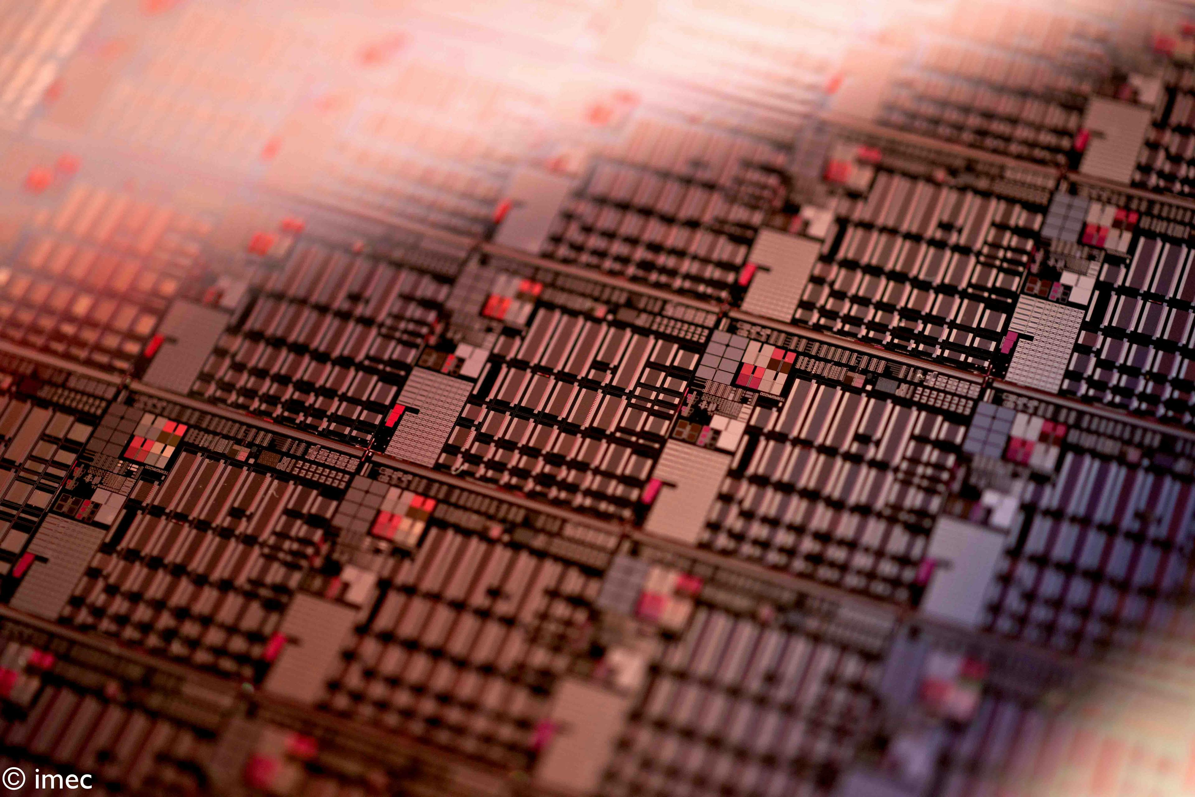 image of a wafer in red hue